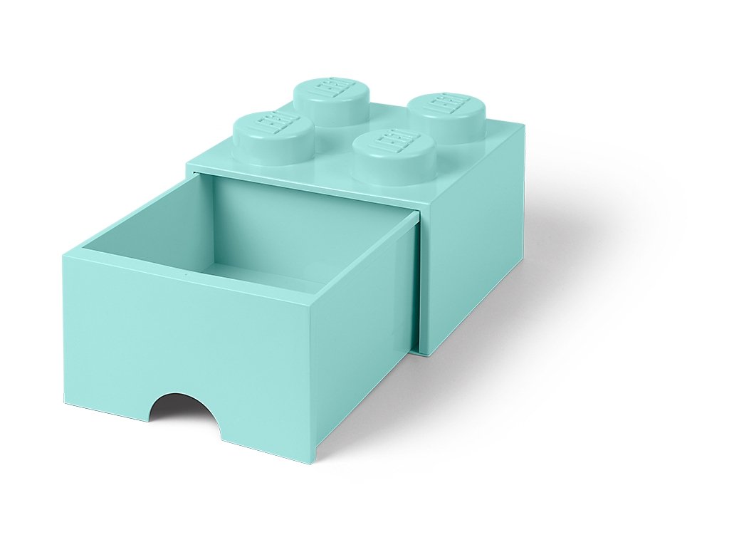LEGO Pudełko z szufladą w kształcie jasnoturkusowego klocka LEGO® z 4 wypustkami 5005714