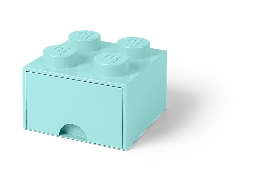 LEGO Pudełko z szufladą w kształcie jasnoturkusowego klocka LEGO® z 4 wypustkami 5005714