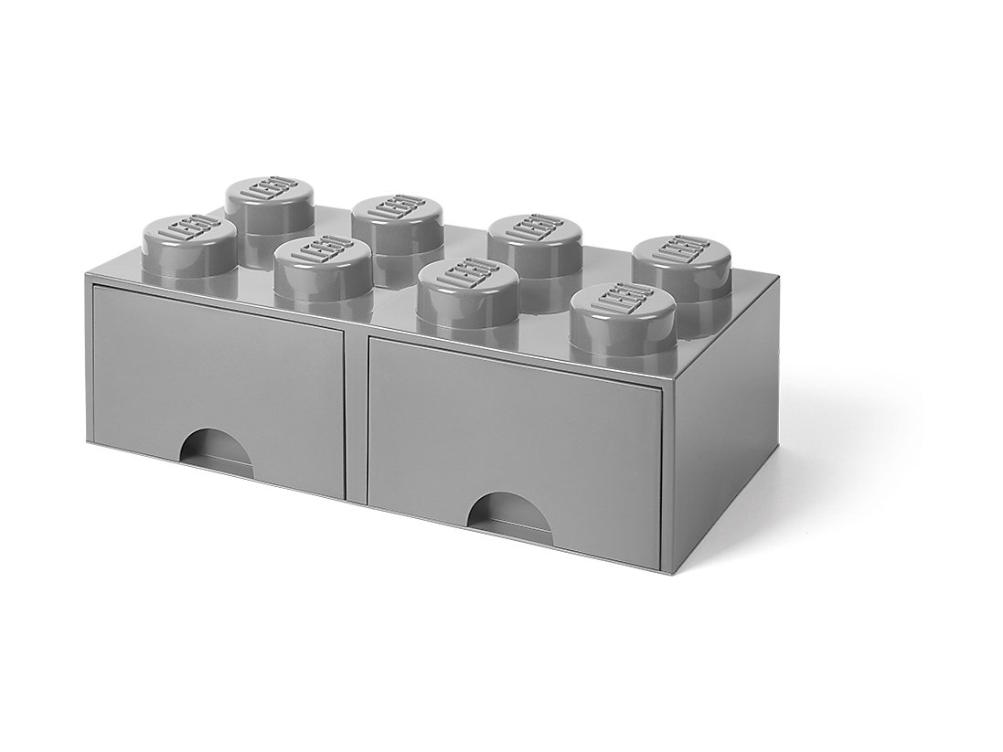 LEGO 5005720 Pudełko z szufladami w kształcie szarobłękitnego klocka LEGO® z 8 wypustkami