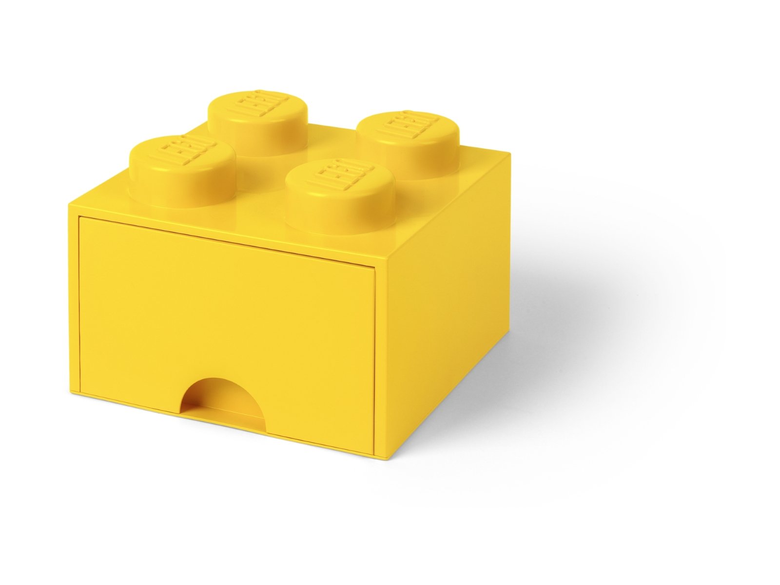 LEGO 5006170 Żółte pudełko w kształcie klocka z czterema wypustkami i szufladami