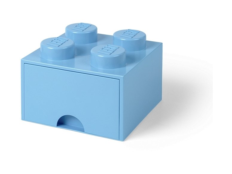 LEGO 5006181 Jasnoniebieskie pudełko z szufladą i 4 wypustkami