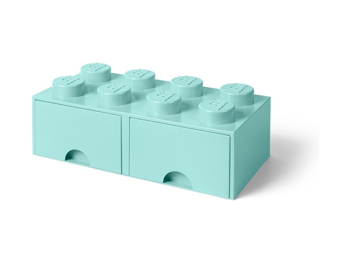 LEGO 5006182 Pudełko z szufladami w kształcie klocka z ośmioma wypustkami – turkusowe