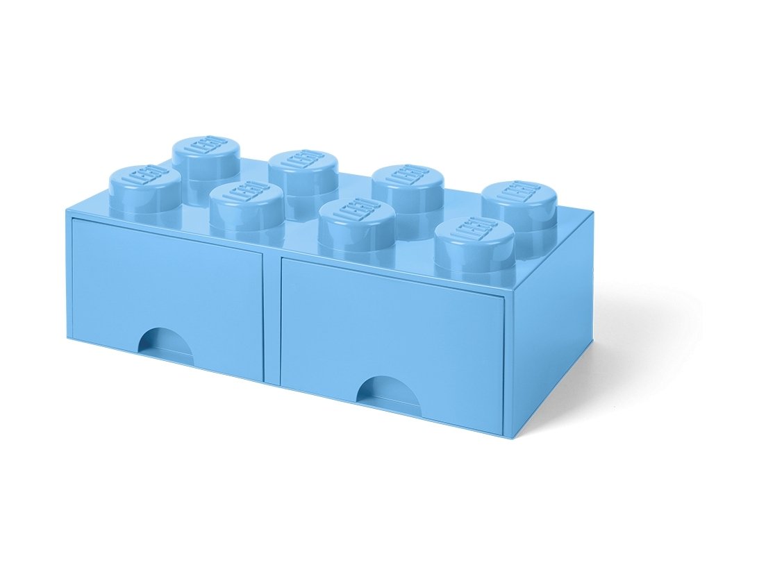 LEGO 5006311 Pudełko z szufladami w kształcie jasnoniebieskiego klocka z 8 wypustkami