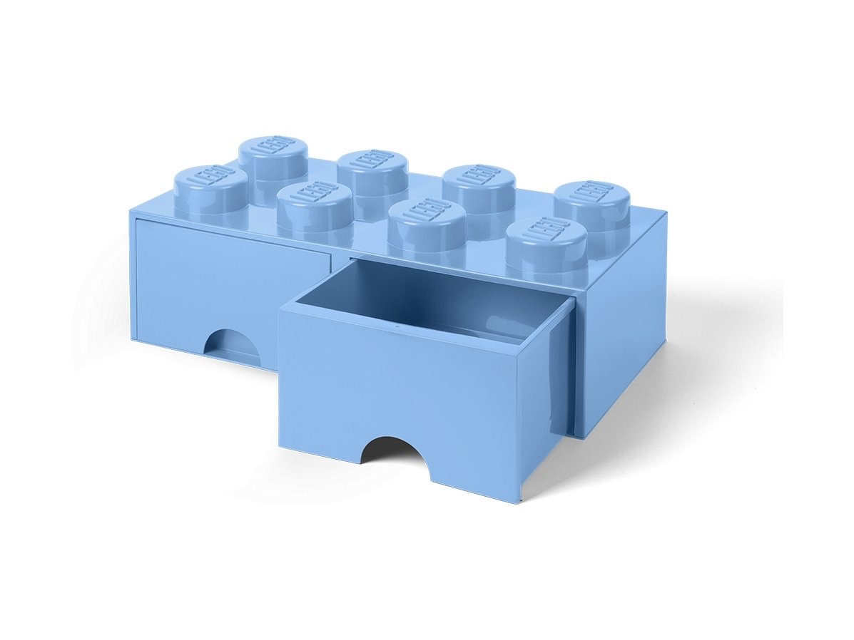 LEGO Pudełko z szufladami w kształcie jasnoniebieskiego klocka z 8 wypustkami 5006311
