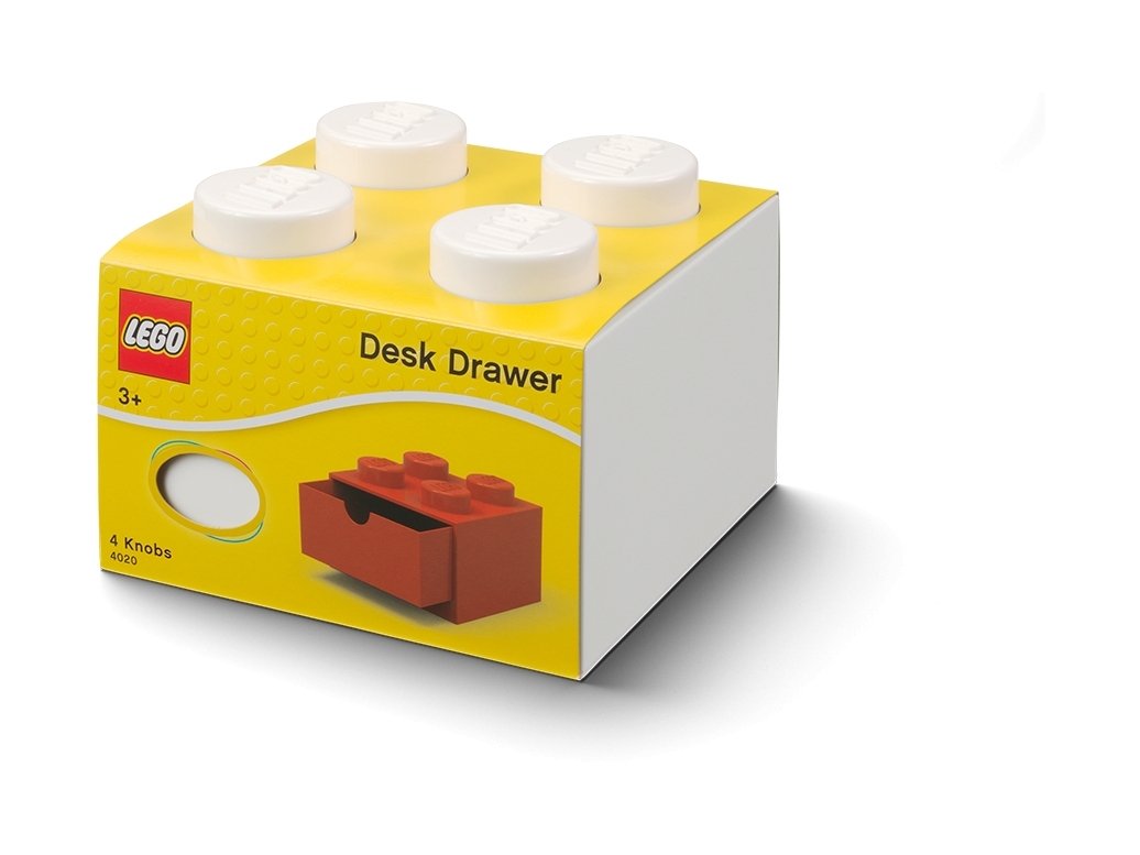 LEGO 5006313 Pudełko z szufladą w kształcie białego klocka z 4 wypustkami
