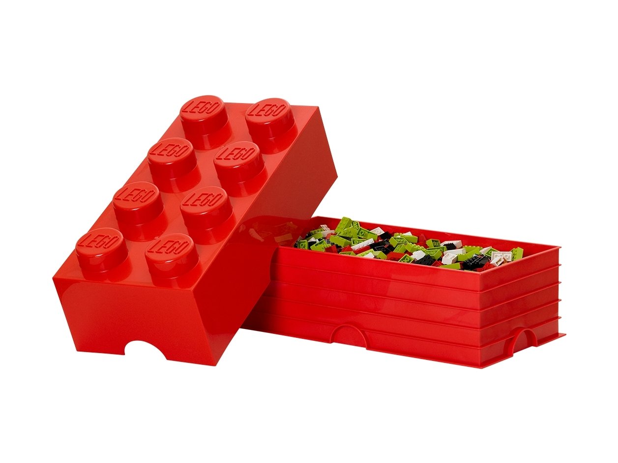 LEGO 5006867 Czerwone pudełko w kształcie klocka z 8 wypustkami