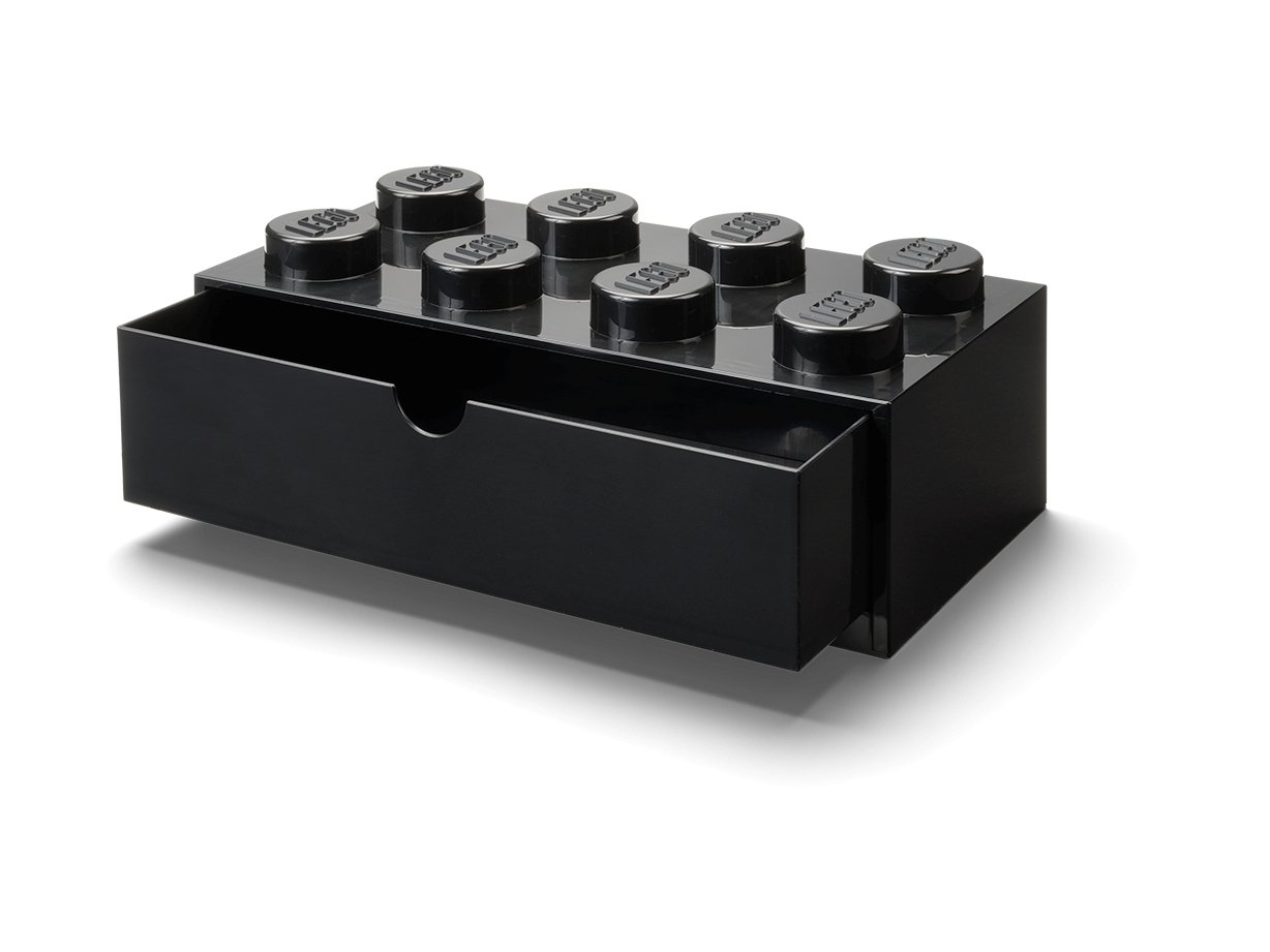 LEGO 5006876 Pudełko na biurko z szufladą w kształcie klocka LEGO® z ośmioma wypustkami – czarne