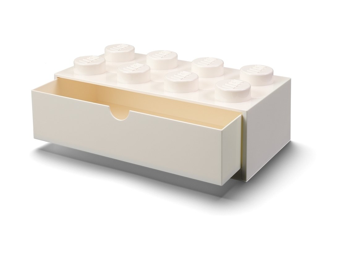 LEGO Pudełko z szufladą w kształcie klocka z ośmioma wypustkami – białe 5006877