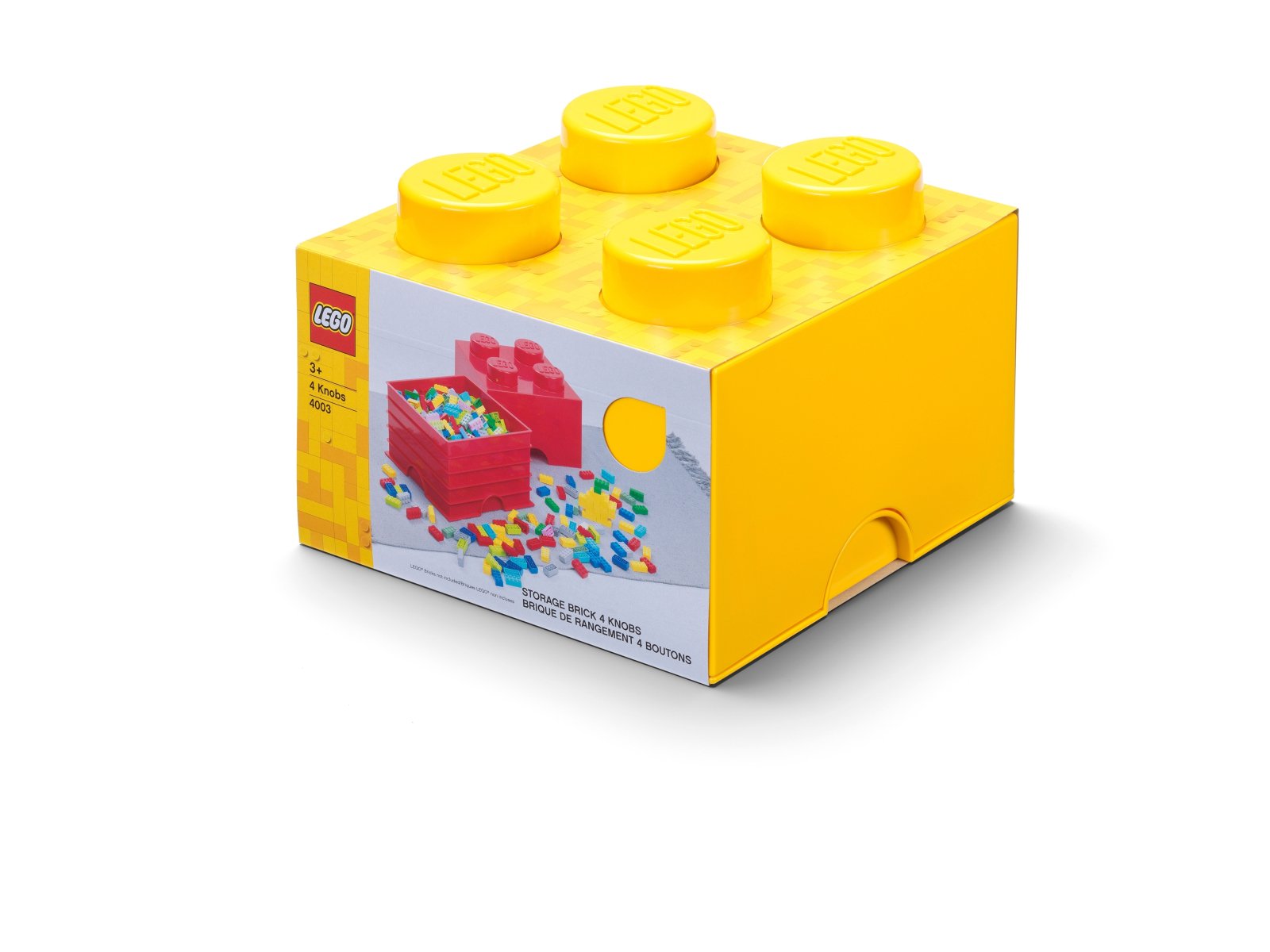 LEGO 5007128 Pudełko w kształcie klocka z czterema wypustkami – żółte