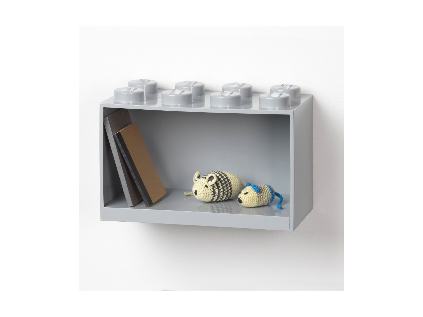 LEGO 5007288 Półka w kształcie klocka z ośmioma wypustkami — szara