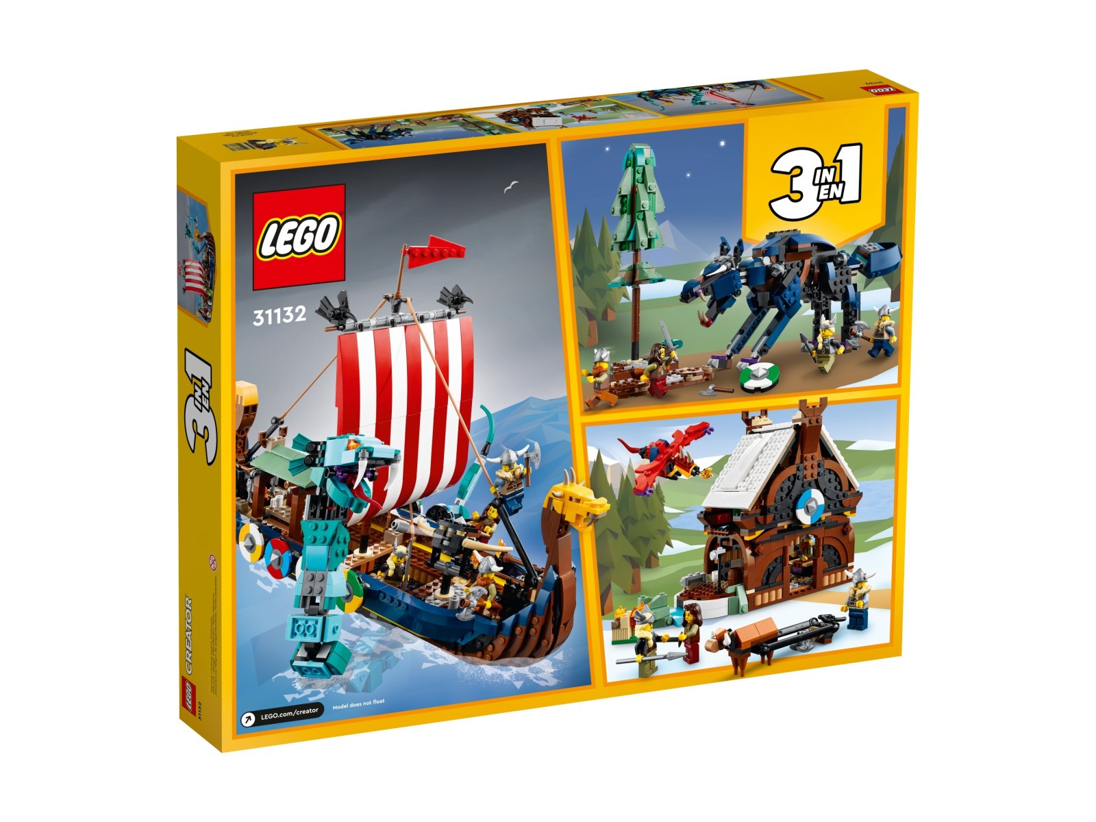 LEGO 31132 Creator 3 w 1 Statek wikingów i wąż z Midgardu