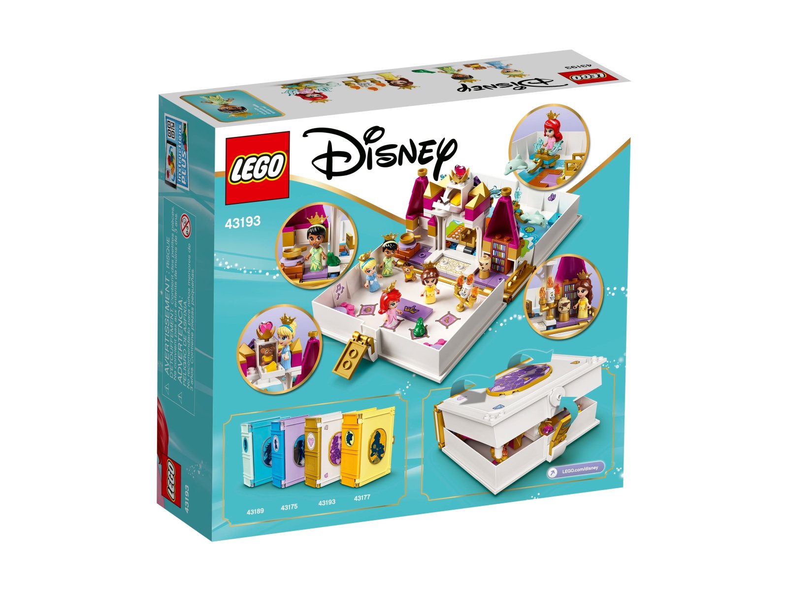 LEGO Disney 43193 Książka z przygodami Arielki, Belli, Kopciuszka i Tiany