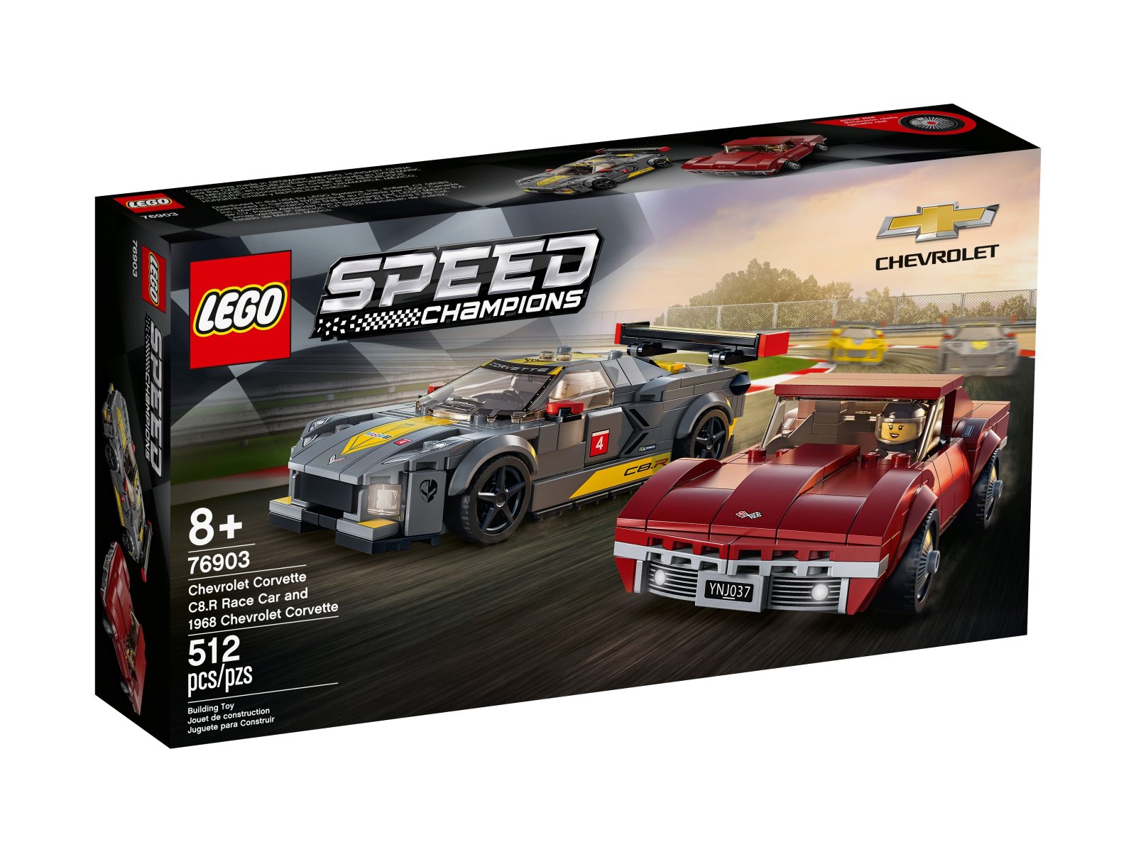 LEGO 76903 Samochód wyścigowy Chevrolet Corvette C8.R i 1968 Chevrolet Corvette