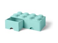 LEGO 5006182 Pudełko z szufladami w kształcie klocka z ośmioma wypustkami – turkusowe