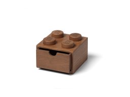 LEGO Drewniana szufladka z 4 wypustkami — ciemny dąb 5007115